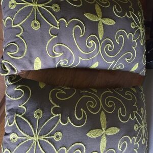 Elegant Lime Green and Gray Accent Pillows